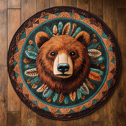 Rustic Bear WU2203047CL Quilted Round Mat