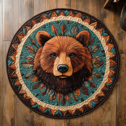 Rustic Bear WU2203048CL Quilted Round Mat