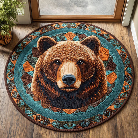 Rustic Bear WU2203049CL Quilted Round Mat