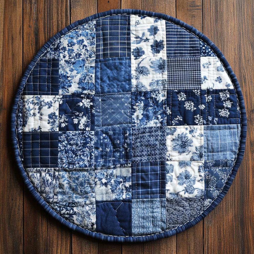 Rustic Denim Dreams WU2103105CL Quilted Round Mat
