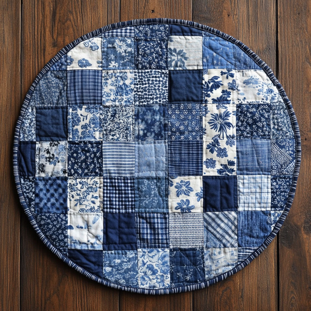 Rustic Denim Dreams WU2103107CL Quilted Round Mat