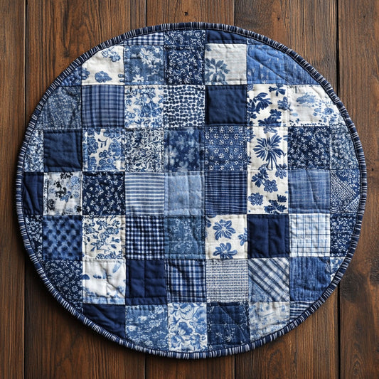 Rustic Denim Dreams WU2103107CL Quilted Round Mat