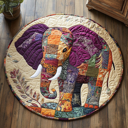 Rustic Elephant WU2503098CL Quilted Round Mat