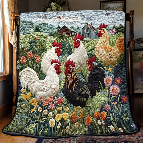 Rustic Roosters in Bloom YR0302012CL Quilt
