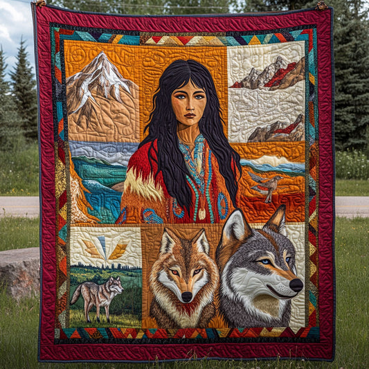 Sacred Flame Wolf And Woman WN0908066CL Quilt
