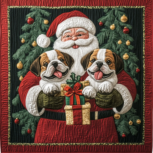 Santa And Bulldog WU2612115CL Quilt