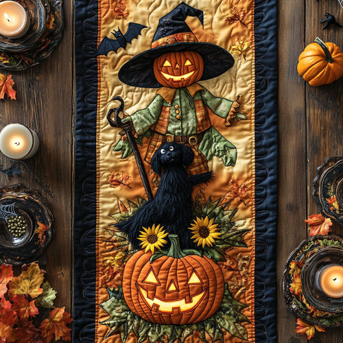 Scarecrow And Pup Glow WN0508030CL Quilted Table Runner