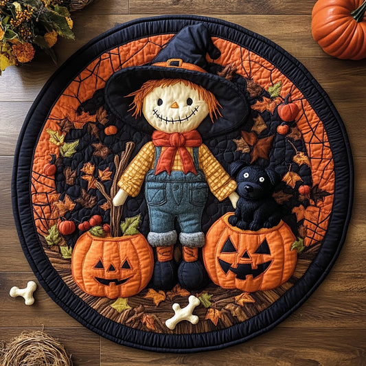 Scarecrow Pumpkin Pals WN0508042CL Quilted Round Mat