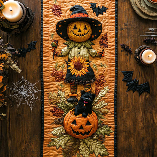 Scarecrow Pumpkin Porch WN0508043CL Quilted Table Runner