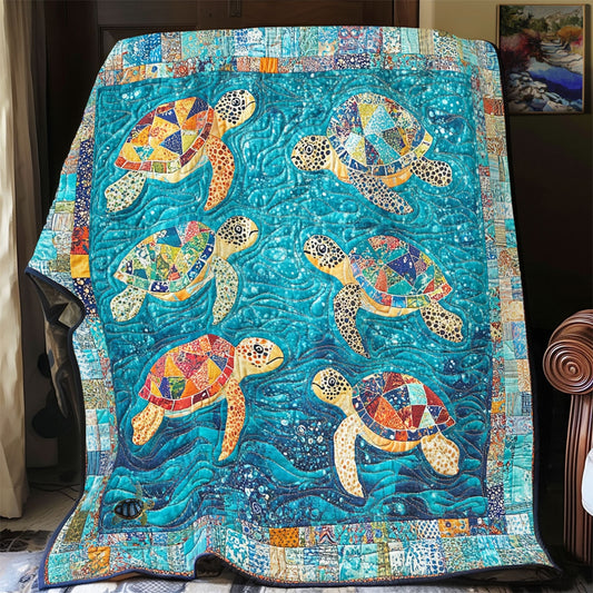 Sea Turtle Ocean Waves WU2012015CL Quilt