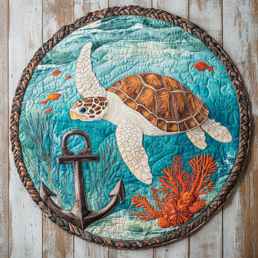 Sea Turtles Ocean Waves WU2403009CL Quilted Round Mat