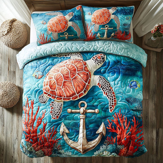 Sea Turtles Vintage Anchor WU2403049CL Duvet Cover Set