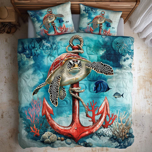 Sea Turtles Vintage Anchor WU2403050CL Duvet Cover Set