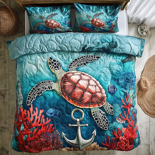 Sea Turtles Vintage Anchor WU2403051CL Duvet Cover Set