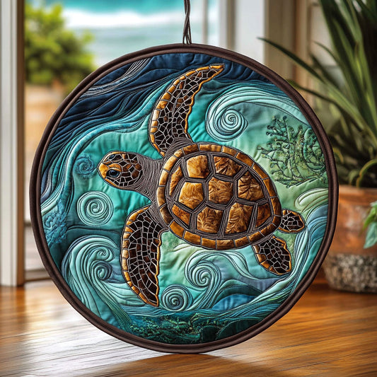 Sea Turtles WU2103098CL Quilted Round Mat