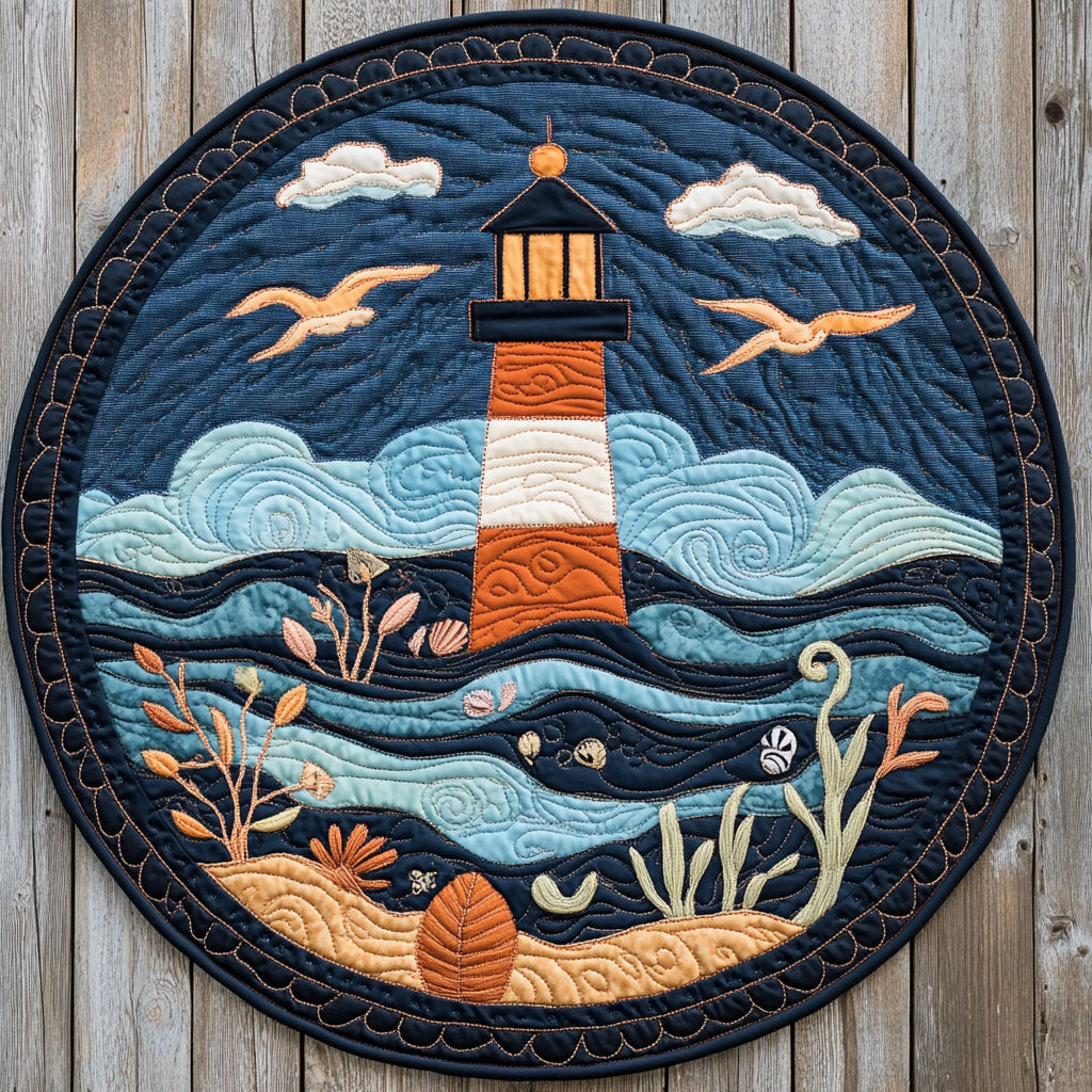Serene Lighthouse WU2503046CL Quilted Round Mat