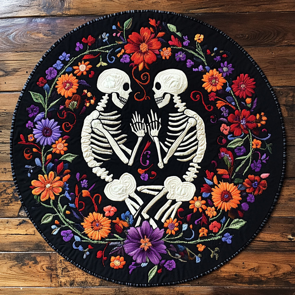 Skeleton Stay With Me WU2503004CL Quilted Round Mat