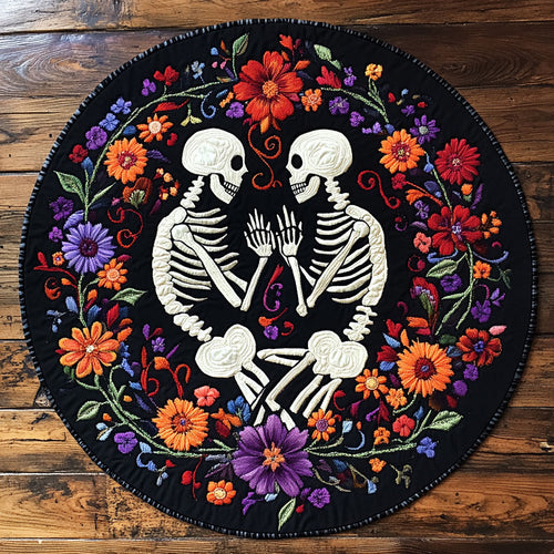 Skeleton Stay With Me WU2503004CL Quilted Round Mat