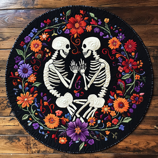 Skeleton Stay With Me WU2503004CL Quilted Round Mat