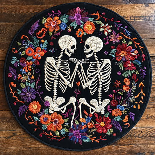 Skeleton Stay With Me WU2503005CL Quilted Round Mat