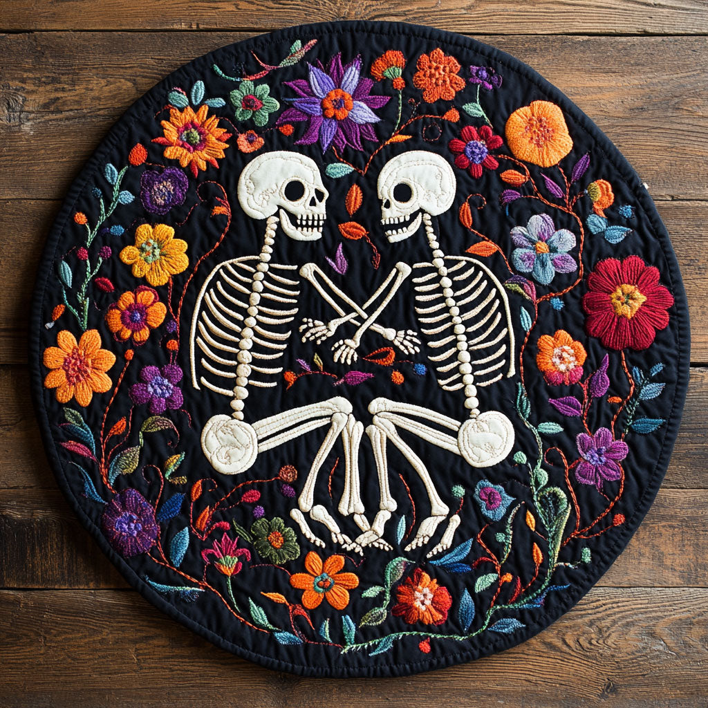 Skeleton Stay With Me WU2503006CL Quilted Round Mat
