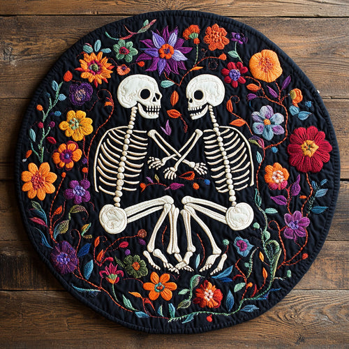 Skeleton Stay With Me WU2503006CL Quilted Round Mat