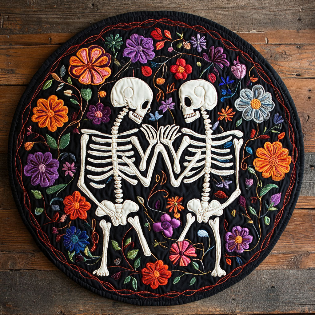 Skeleton You & Me WU2503003CL Quilted Round Mat