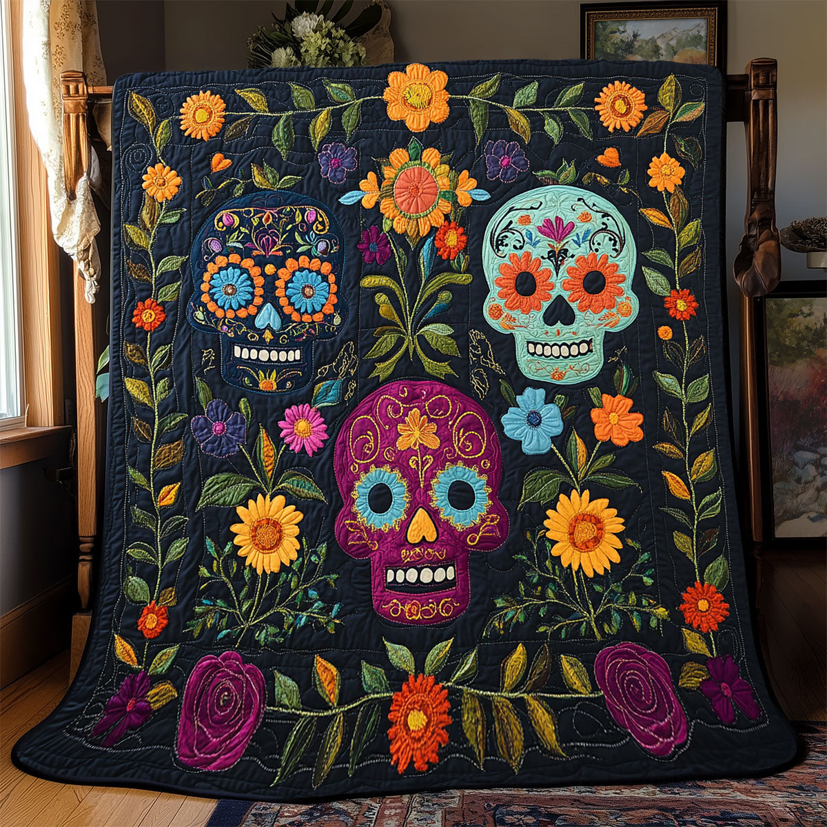 Skull Floral WX0403090CL Quilt