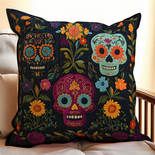 Skull Floral WX0403124CL Quilt Pillow Case