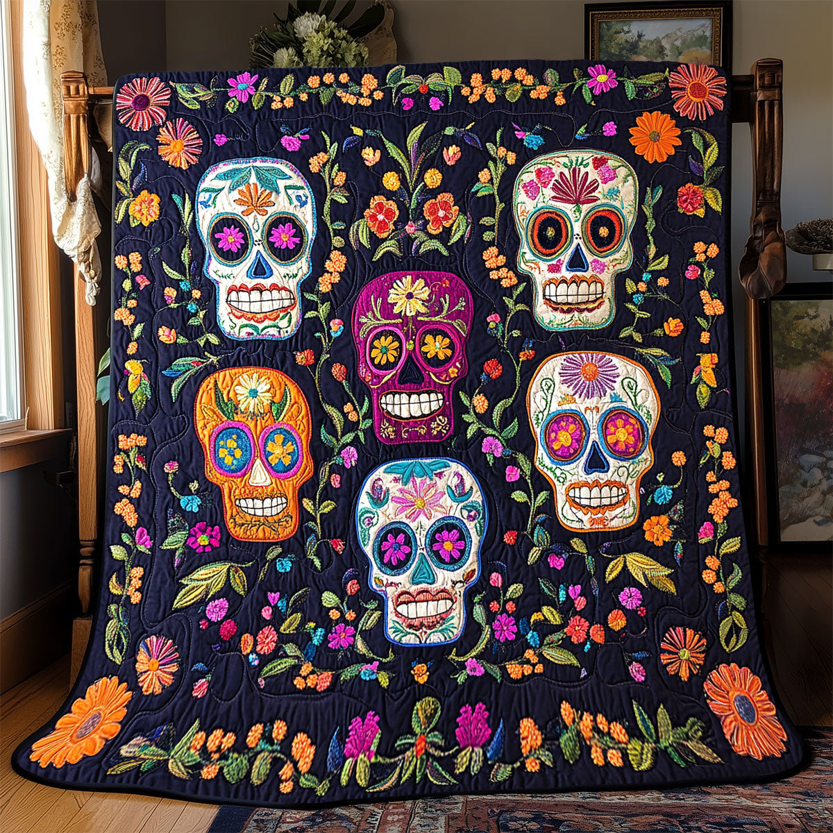 Skull Flower WX0403091CL Quilt