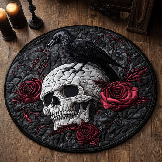 Skull Gothic Rose WU2103027CL Quilted Round Mat