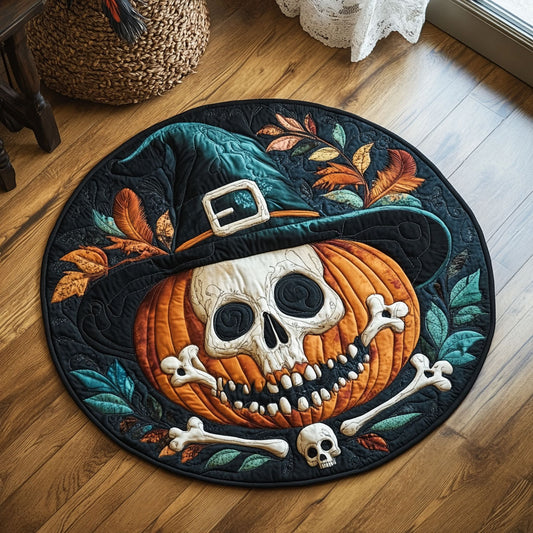 Skull-o’-Lantern WJ0708133CL Quilted Round Mat