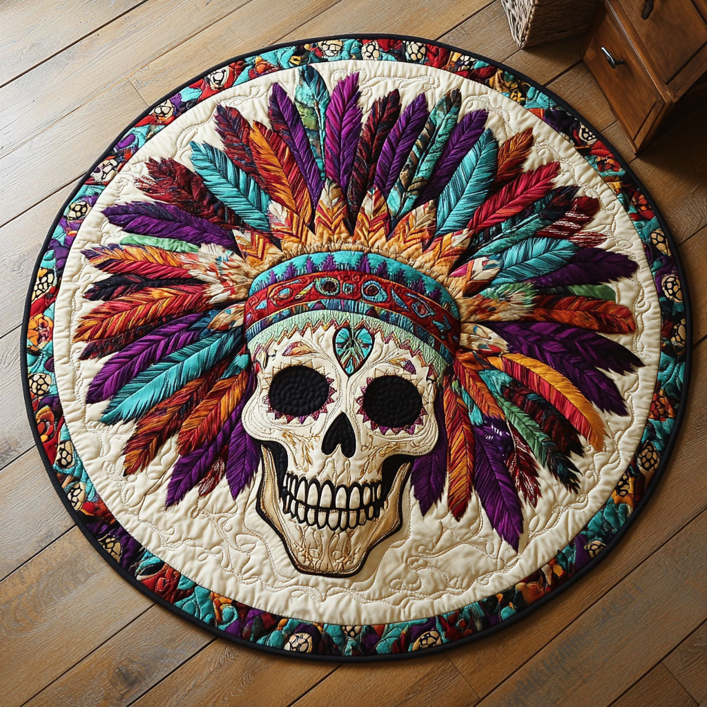 Skull Tribal Chief WU2503018CL Quilted Round Mat