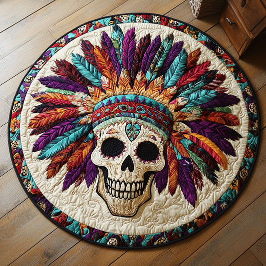 Skull Tribal Chief WU2503018CL Quilted Round Mat