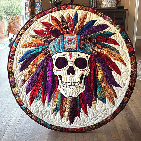 Skull Tribal Chief WU2503019CL Quilted Round Mat