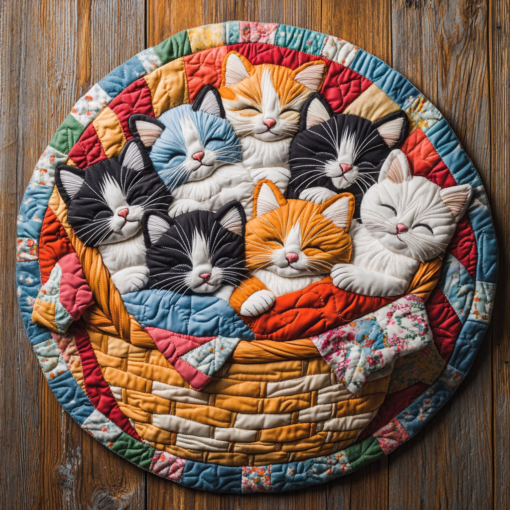 Sleeping Cat WU2203001CL Quilted Round Mat