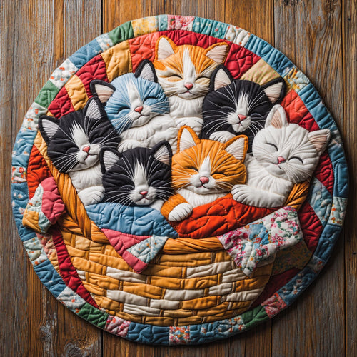 Sleeping Cat WU2203001CL Quilted Round Mat