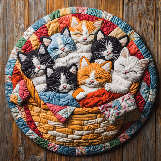 Sleeping Cat WU2203001CL Quilted Round Mat