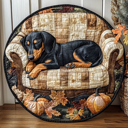 Sleeping Dachshund WU2103045CL Quilted Round Mat