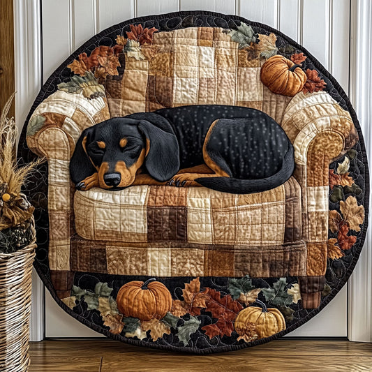 Sleeping Dachshund WU2103046CL Quilted Round Mat