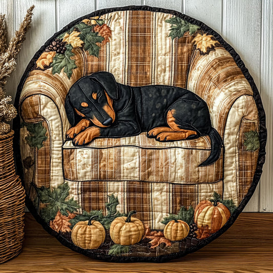Sleeping Dachshund WU2103047CL Quilted Round Mat
