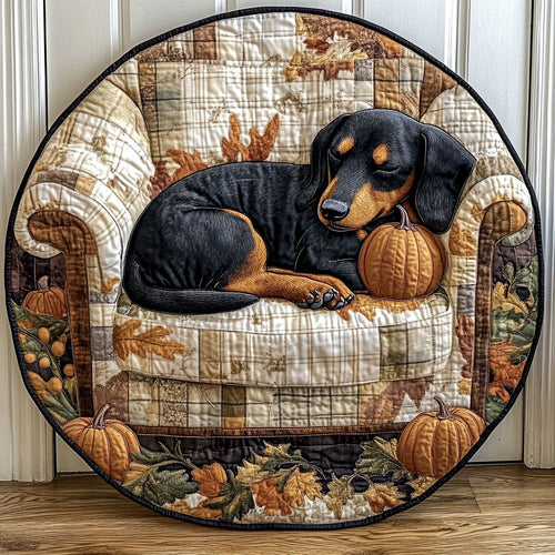 Sleeping Dachshund WU2103048CL Quilted Round Mat