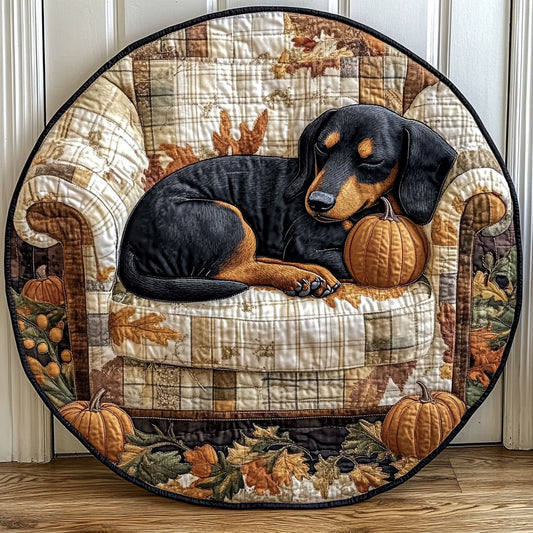 Sleeping Dachshund WU2103048CL Quilted Round Mat