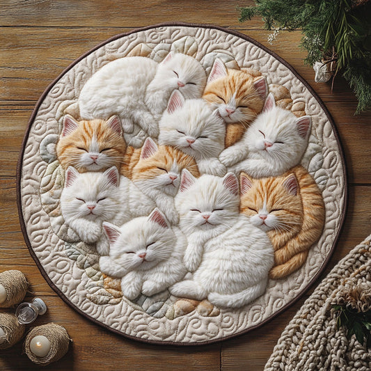Sleeping Kittens WU2103057CL Quilted Round Mat