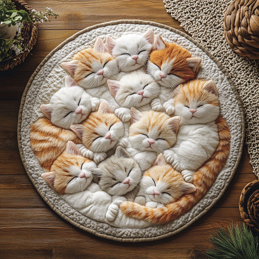 Sleeping Kittens WU2103058CL Quilted Round Mat