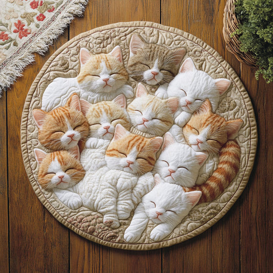 Sleeping Kittens WU2103059CL Quilted Round Mat
