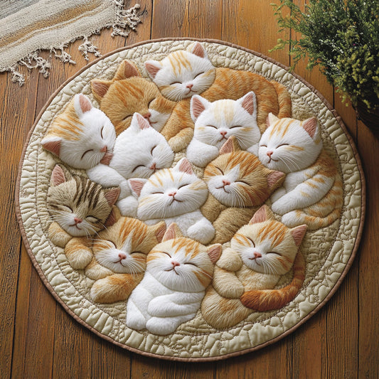 Sleeping Kittens WU2103060CL Quilted Round Mat
