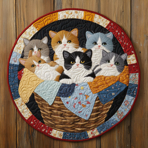 Sleeping Kittens WU2203008CL Quilted Round Mat