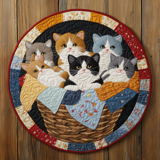 Sleeping Kittens WU2203008CL Quilted Round Mat