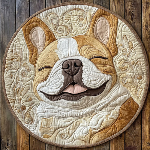 Smilling Bulldog WU2503092CL Quilted Round Mat